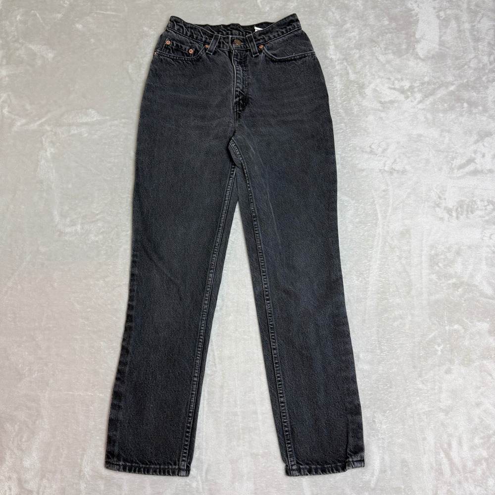 VTG Levis 512 Jeans Junior Women 7 Short Black Wash Slim Straight Mom 90s USA